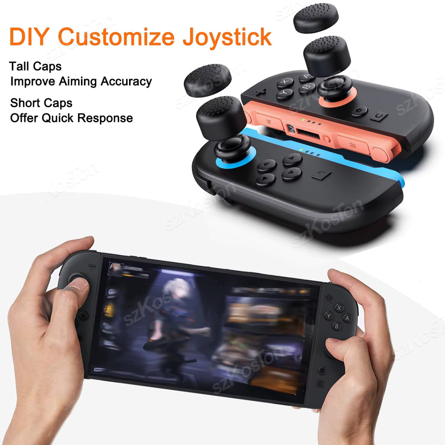 4er-Set Silikon Daumen Griffe Kappen für Nintendo Switch als rutschfeste Joystick Abdeckung in Schwarz - Bild 2