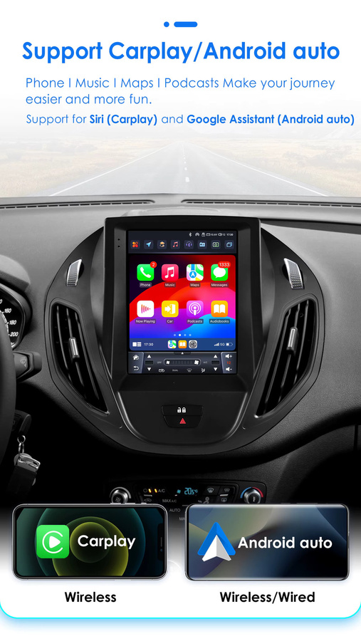 Hizpo Android Multimedia Radio für Ford Transit Tourneo Courier B-Max 2012-2021 mit 9,7 Zoll Display, GPS, Android Auto und CarPlay in Schwarz - Bild 3
