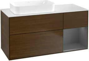 V&B Waschtischunterschrank Finion mit Wandbeleuchtung in Anthrazit und Walnuss-Veneer, B/T/H: 120 x 60 cm - Bild 1