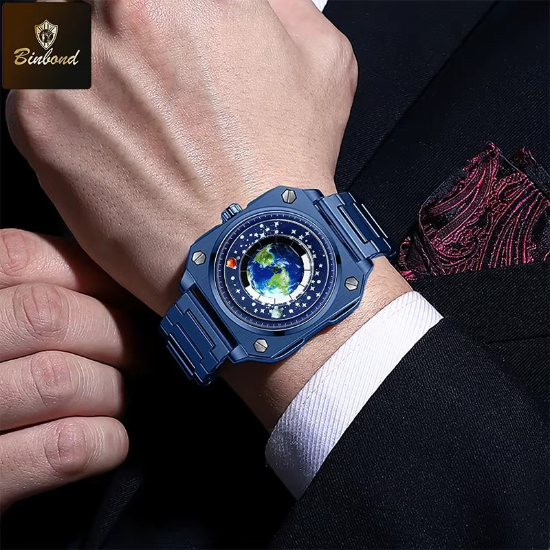 BINBOND Armbanduhr, Quarz, Edelstahl, Blau, Herren - Bild 2