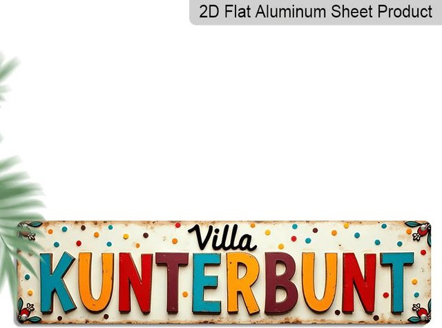 Drasawee Aluminium Dekoschild Bauernhaus-Stil Villa Kunterbunt Wanddekoration Multicolor B: 40 cm, H: 10 cm - Bild 1