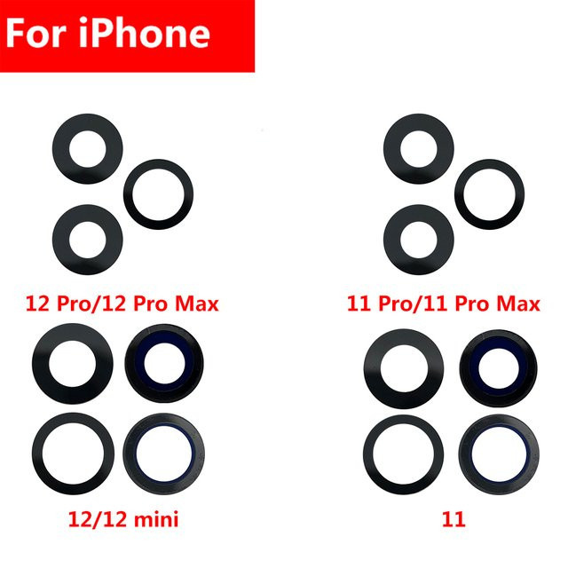 SUIYU Ersatz Kamera Glas Objektiv mit Kleber für iPhone 11 12 13 14 Pro Max Mini 15 Plus in Schwarz - Bild 1