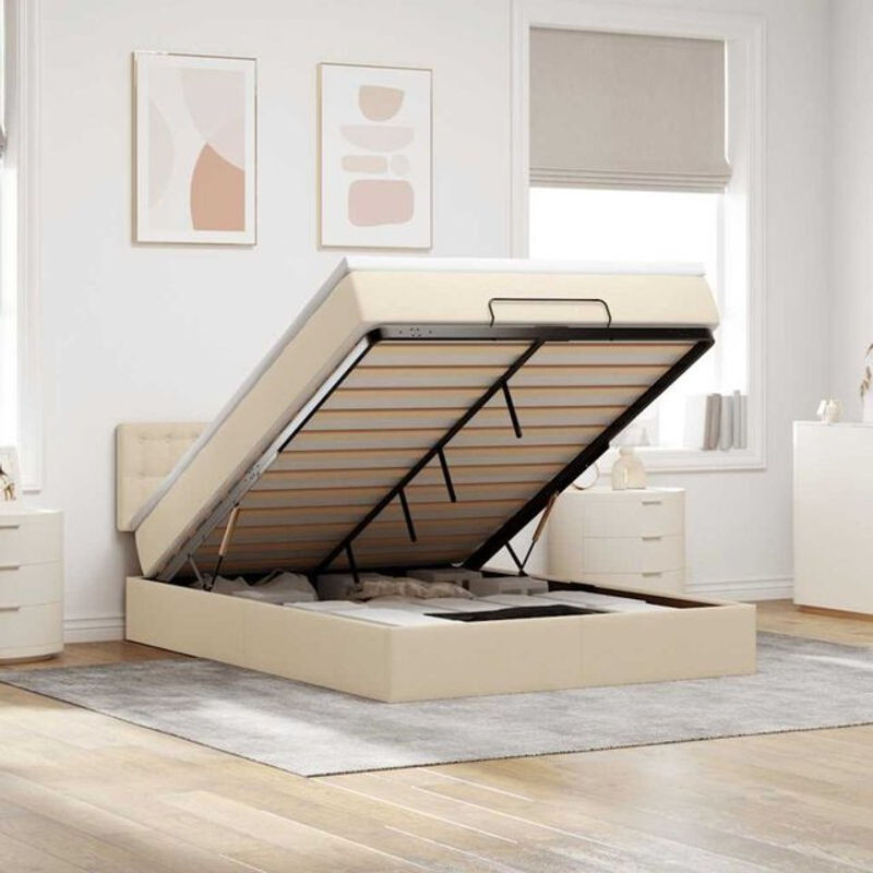 Modernes Polsterbett mit Matratze und LED-Beleuchtung von vidaxl in Beige, B/T/H: 140 x 200 x 88 cm - Bild 1