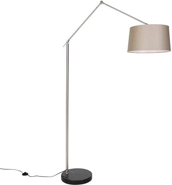 QAZQA Moderne Stehleuchte aus Stahl mit Leinen-Schirm in Taupe, höhenverstellbar, Höhe: 152 cm - Bild 1