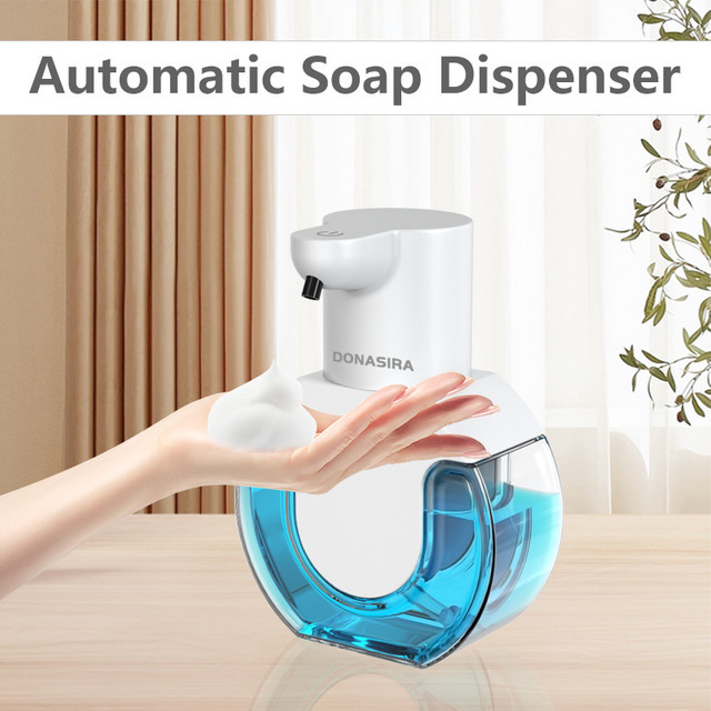 DONASIRA P10 Automatischer Smart-Sensor-Seifenspender mit Lichtanzeige, USB-wiederaufladbar, Weiß, 420 ml - Bild 1