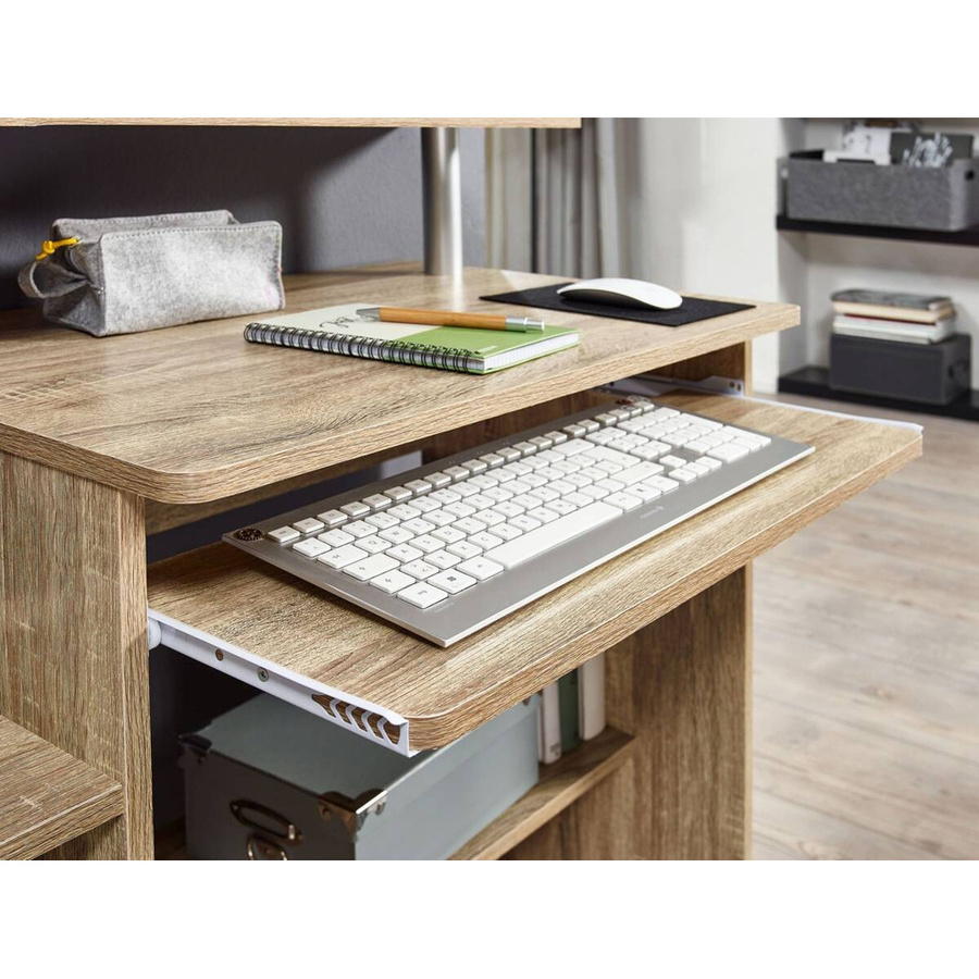 Wohnling Computertisch Eiche Sonoma Nachbildung, Farbe Beige/Braun, B/H/T: 94 x 90,5 x 48,5 cm - Bild 2