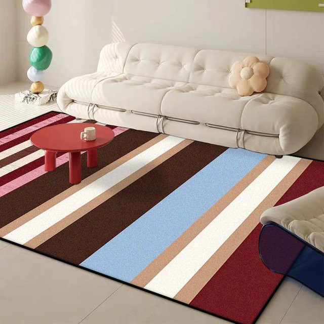 Karpetti Teppich mit geometrischem Streifenmuster in Multicolour, weich und waschbar, B/T: 90 x 60 cm - Bild 1