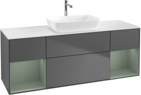 V&B Waschtischunterschrank Finion mit Wandbeleuchtung, Anthrazit lackiert, Breite: 160 cm, Tiefe: 50,1 cm, Höhe: 50,1 cm - Bild 1