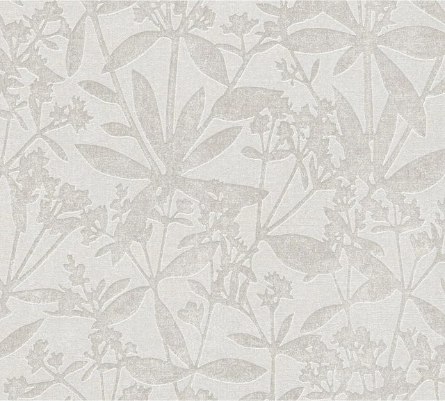 A.S. Création Vliestapete mit botanischem Blättermuster in Grau und Beige, Breite: 53 cm, Länge: 10,05 m - Bild 1