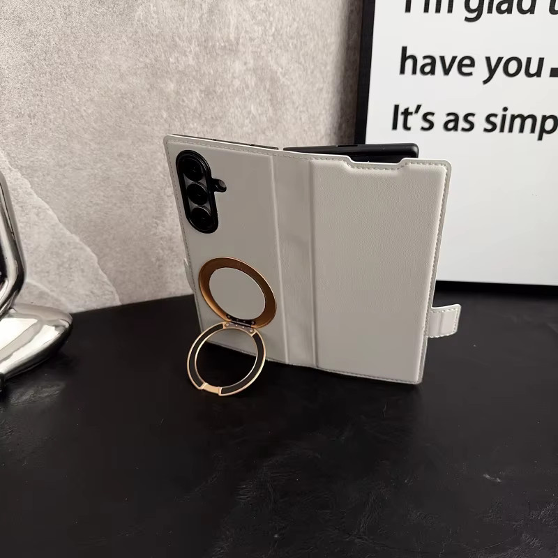MagSafe Magnetische Schutzhülle mit Brieftasche und drehbarer Halterung für Samsung Z Fold 7, 6, 5, 4, 3 in Blau - Bild 1
