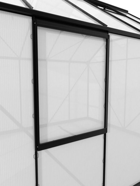 Vitavia Seitenfenster V für Gewächshäuser aus Polycarbonat und Aluminium, schwarz, B: 59,5 cm, H: 79,2 cm - Bild 1