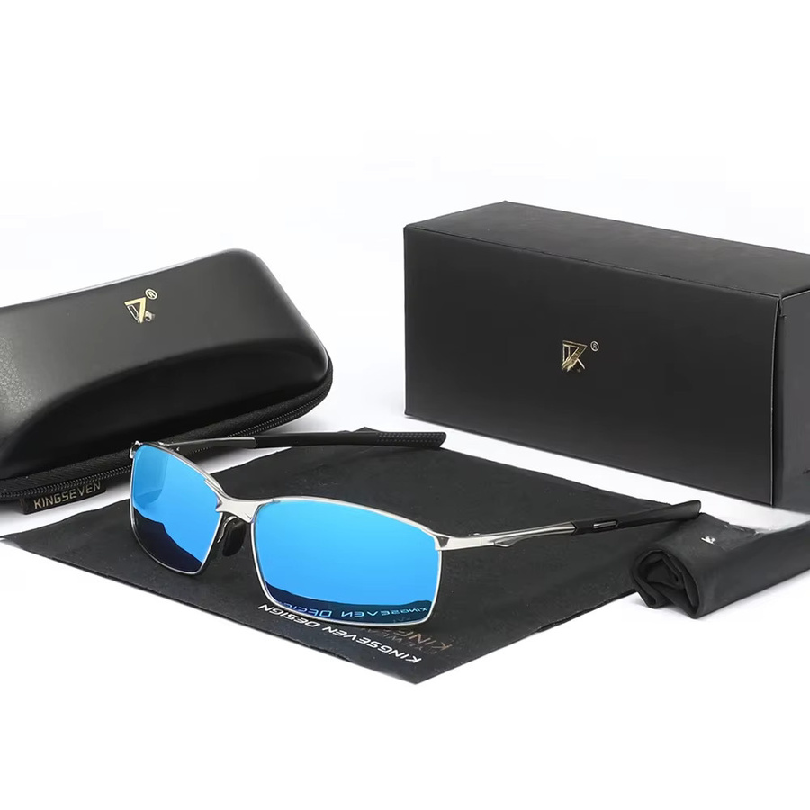 KINGSEVEN Sonnenbrille Rechteckig, Vollrand, Metall, Blau, Herren, polarisiert - Bild 2