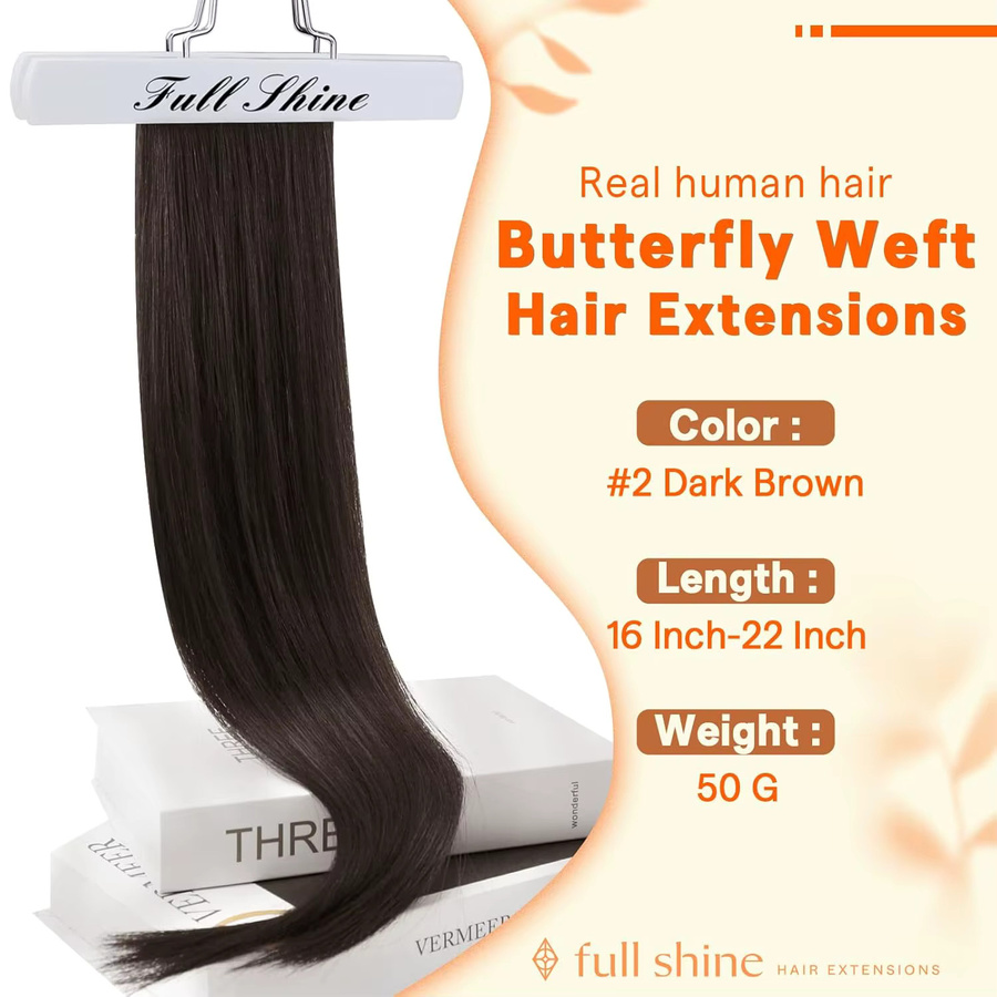 Full Shine Butterfly Weft Haarverlängerungen, Echthaar, Damen, 50g - Bild 3