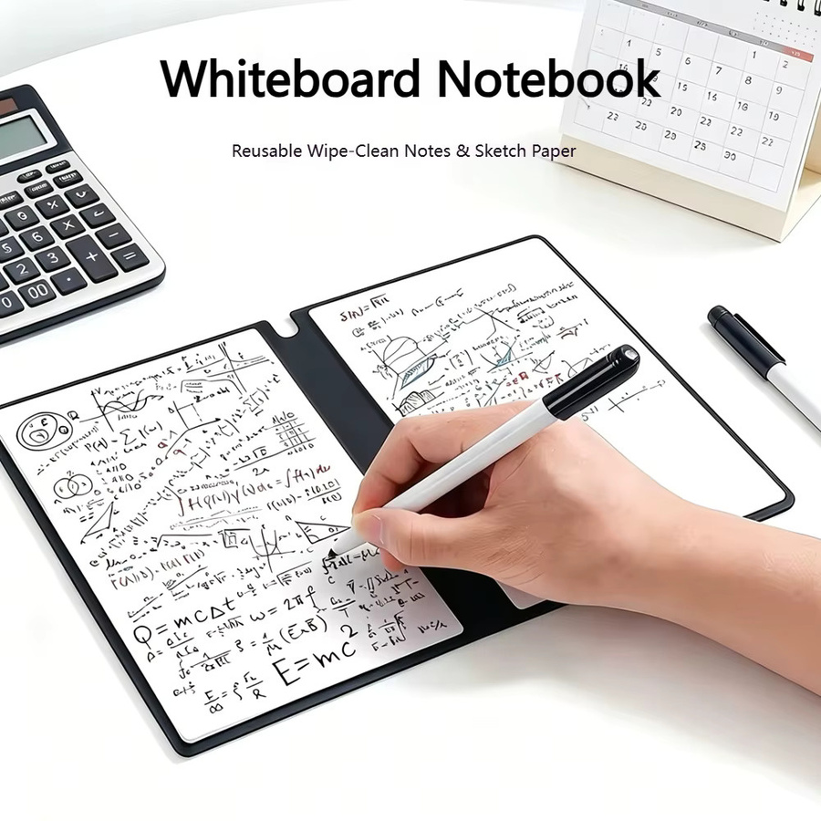 Wiederverwendbares A5 Leder-Whiteboard-Notizbuch als blanko Memo-Block und Wochenplaner in Blau und Weiß - Bild 2