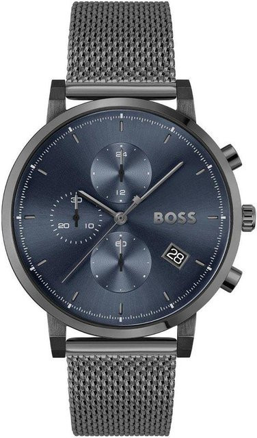 Hugo Boss Chronograph, Quarz, Edelstahl, 43 mm, Blau, Herren - Bild 1