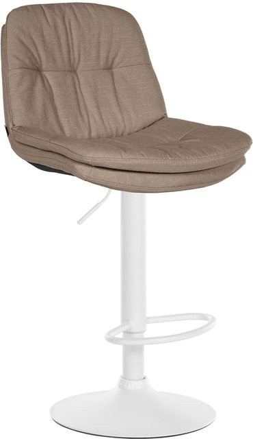 CLP Barhocker Laurel in Beige mit Stoffbezug, höhenverstellbarer und drehbarer Barstuhl mit Rückenlehne und Fußstütze - Bild 1