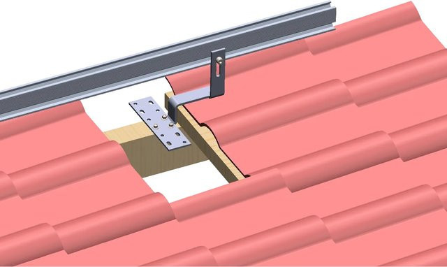 Jet-Line Montageset für Solar- und Balkonkraftwerke für Ziegeldächer, silberfarben, aus Aluminium, geeignet für 2 Solarpanels - Bild 1