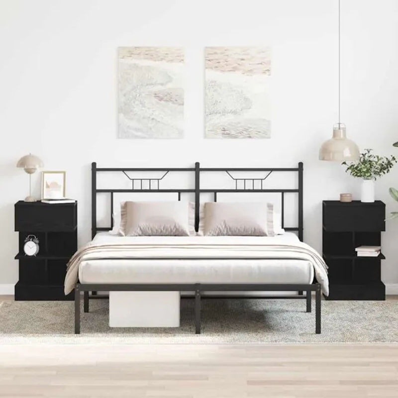 Vidaxl Nachttisch Set 2er Pack Schwarze Eiche Modern Minimalistisch aus Holzwerkstoff B/T/H: 40 x 35 x 65 cm - Bild 1