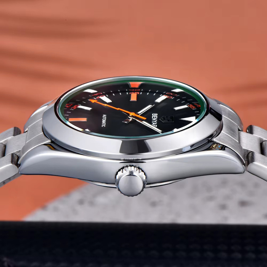 BENYAR Armbanduhr Automatik, Edelstahl, Schwarz, Silber, Herren - Bild 3