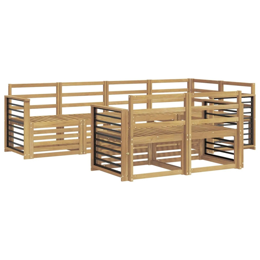 vidaXL Outdoor-Sofagarnitur 7-teilig in Weiß aus Akazienholz mit modernem L-Shape Design, B/T/H: 247 x 128,5 x 73 cm - Bild 2
