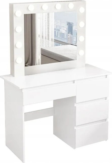Rebiko Schminktisch im Loft Stil mit LED Spiegel in Weiß, B: 90 cm, H: 140 cm, T: 40 cm - Bild 1
