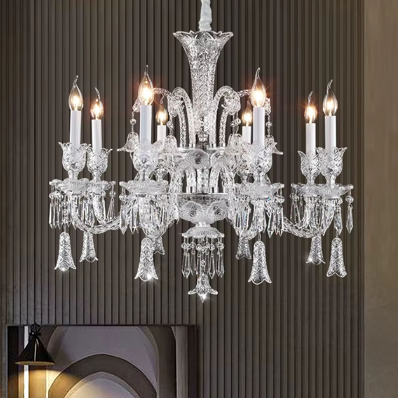 AL.HaffaR Luxus Kristall Kronleuchter in Transparent mit warmweißem Licht für Wohnzimmer und Foyer - Bild 6