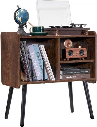 VEVOR Plattenspielerständer im Vintage-Design mit Regalfächern für Schallplatten, braun, B/T/H: 68,5 x 35,2 x 66,0 cm - Bild 1