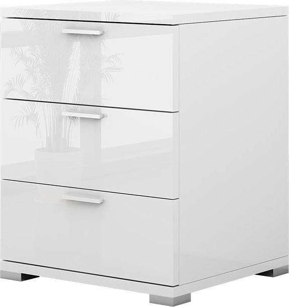 Vicco Nachtschrank Marseille weiß glossy mit 3 Schubfächern B: 46,2 cm, T: 60 cm, H: 74,9 cm - Bild 1