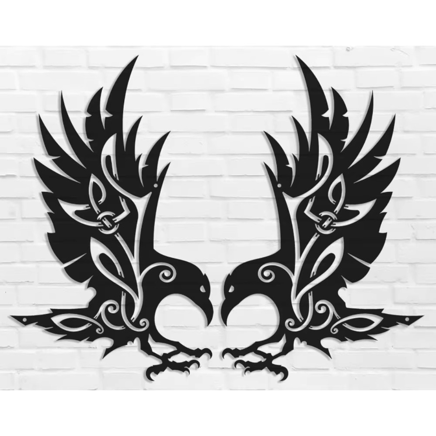 CIFBUY Wikinger-Raben Metall-Wandkunst in Schwarz, wetterfeste Wanddekoration für Innen- und Außenbereich - Bild 2