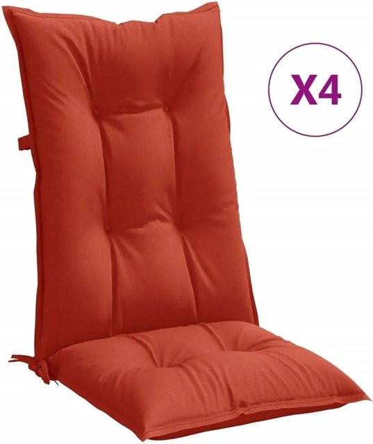 4er-Set vidaXL Hochlehner-Auflagen aus Polyester in Melange Rot, B/T/H: 120 x 50 x 7 cm - Bild 1
