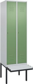 C+P Spind Classic PLUS Spind mit Bank, 2 Abteile, Lichtgrau, B/T/H: 212,0 x 60,0 x 81,5 cm - Bild 1