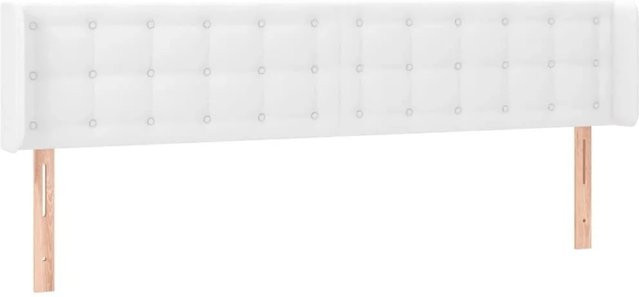 vidaXL Kopfteil mit Ohren in Weiß aus Kunstleder, B: 203 cm, T: 16 cm, H: 78-88 cm - Bild 1