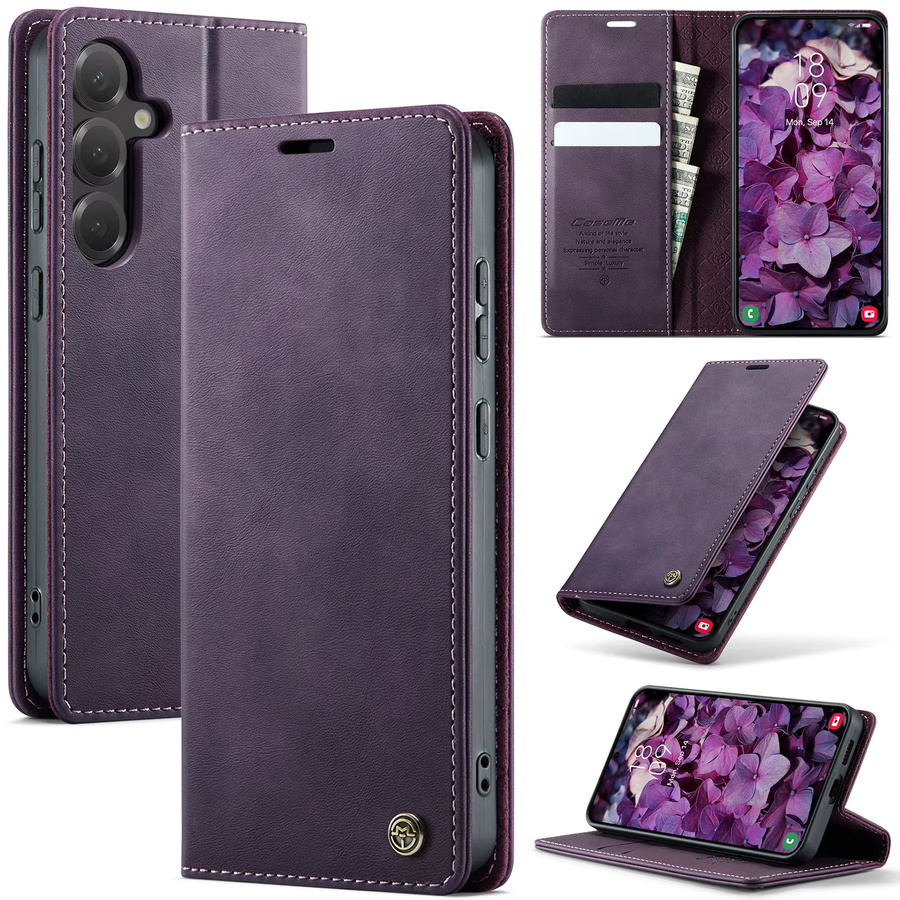 Premium Ledertasche für Samsung Galaxy S25 S24 S23 S22 S21 S20 Ultra FE Note20 S10 Magnetische Flip Wallet Karte Abdeckung in Purple - Bild 5