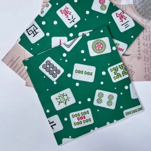 20 Stück GUANYAO Servietten mit chinesischem Mahjong-Print in Grün, 33 cm, 2-lagige dekorative Party-Papier-Servietten im orientalischen Design - Bild 1