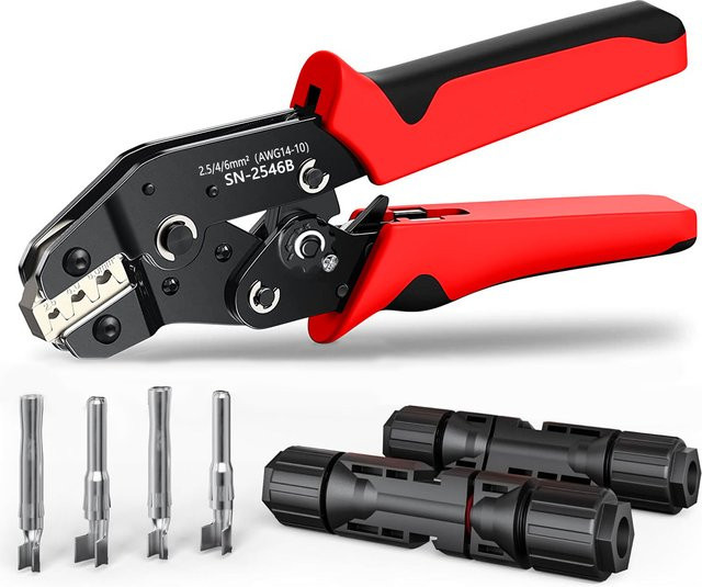 CLAMPLUS Solar-PV-Kabel-Crimpwerkzeug SN-2546B MC2.5, 4, 6 mm2 / 14-10AWG Ratschenzange zum Anschlusspressen - Bild 1