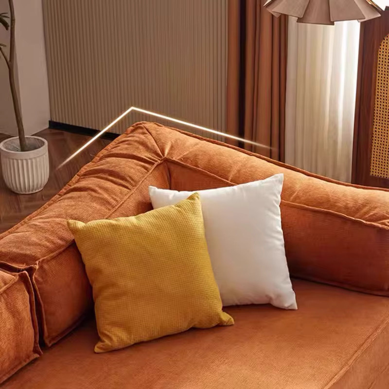 Modernes neoklassizistisches Schlafsofa von ANGDUO in Orange mit Stauraum und passenden Dekokissen - Bild 3