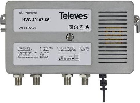 Televes HVG40107-65 Kabel-TV Verstärker in Silber - Bild 1