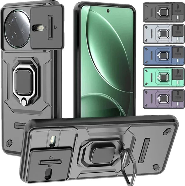 Stoßfeste Schutzhülle für Xiaomi Poco F7 Pro, F7 Ultra und POCO X7 mit magnetischem Ring-Ständer in Grau - Bild 1