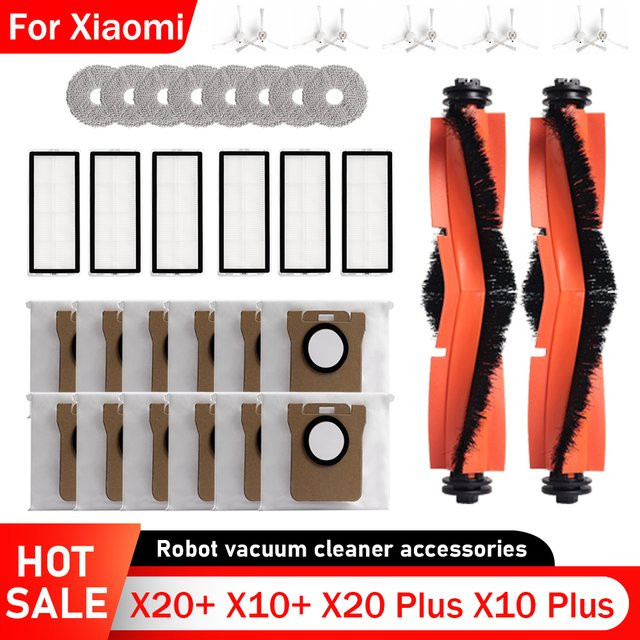 Xiaomi Ersatzteil-Set für Saugroboter X20, X10, X20 Plus und X10 Plus mit HEPA-Filtern, Mopp-Tüchern, Staubbeuteln und Seitenbürsten in Weiß - Bild 1