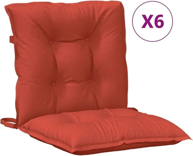6er Set vidaXL Niedriglehner-Auflagen aus Polyester in Melange Rot, B/T/H: 100 x 50 x 7 cm - Bild 1