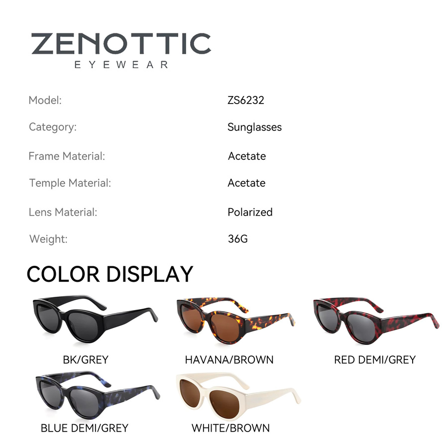 ZENOTTIC Sonnenbrille Butterfly, Acetat, Vollrand, Schwarz, Damen - Bild 3