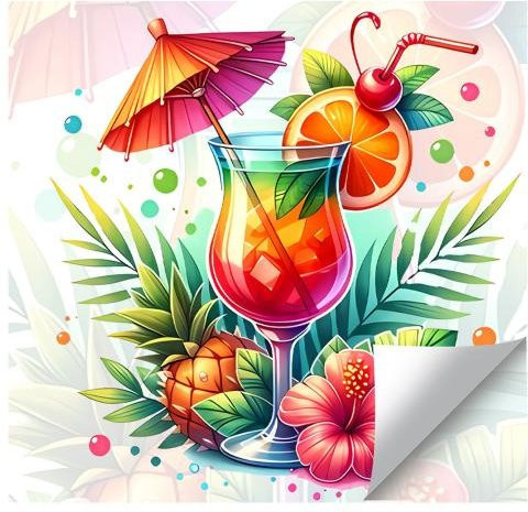 Yousheng Sommer-Fenstersticker mit Cocktail, Ananas und Hibiskusblüten in Rot und Multicolour, tropisches Hawaiianisches Design aus PVC für dein Zuhause - Bild 1