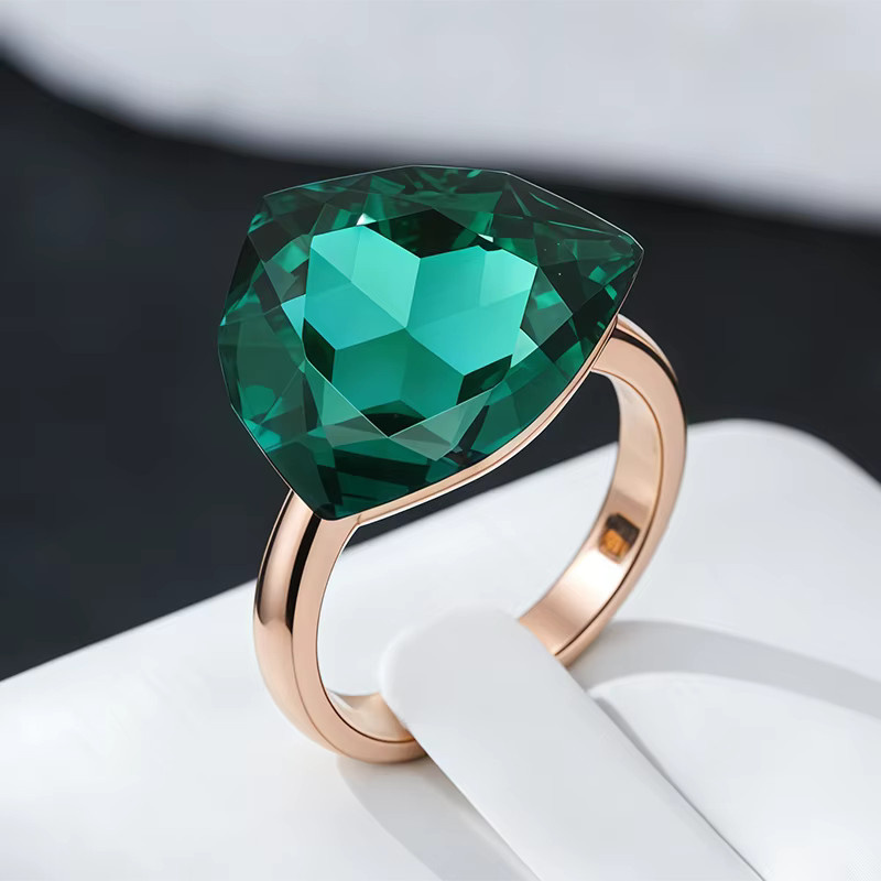Wbmqda Ring 585 Roségold, grüner Stein, Zirkonia, Damen - Bild 2