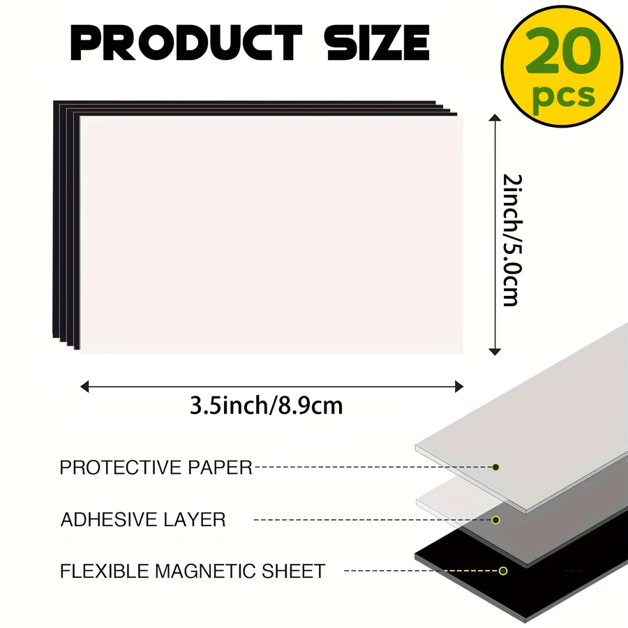 20 Stück flexible selbstklebende Magnetplatten für DIY-Projekte, Maße: 5,08 x 8,89 cm - Bild 2