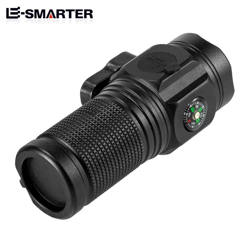 ESMARTER Mini Adventure LED Taschenlampe mit Kompass, 2000lm, Magnet, Clip und Gürtelschneider in Schwarz - Bild 3