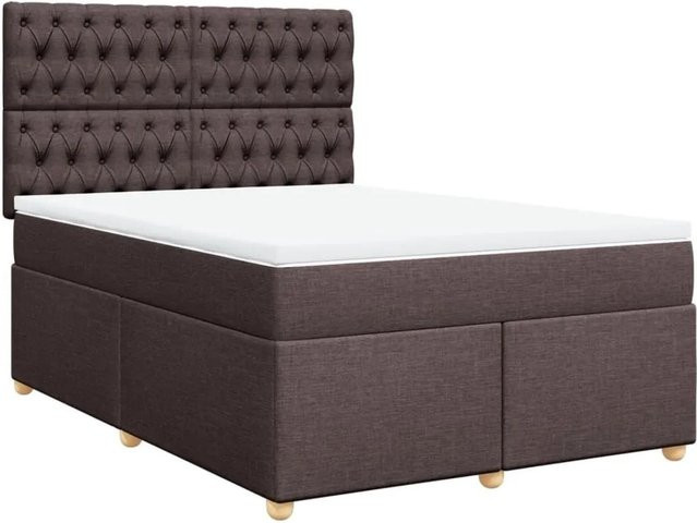 vidaXL Boxspringbett mit Matratze Hybrid-Design in Dunkelbraun und Weiß, B/T/H: 140 x 190 cm - Bild 1