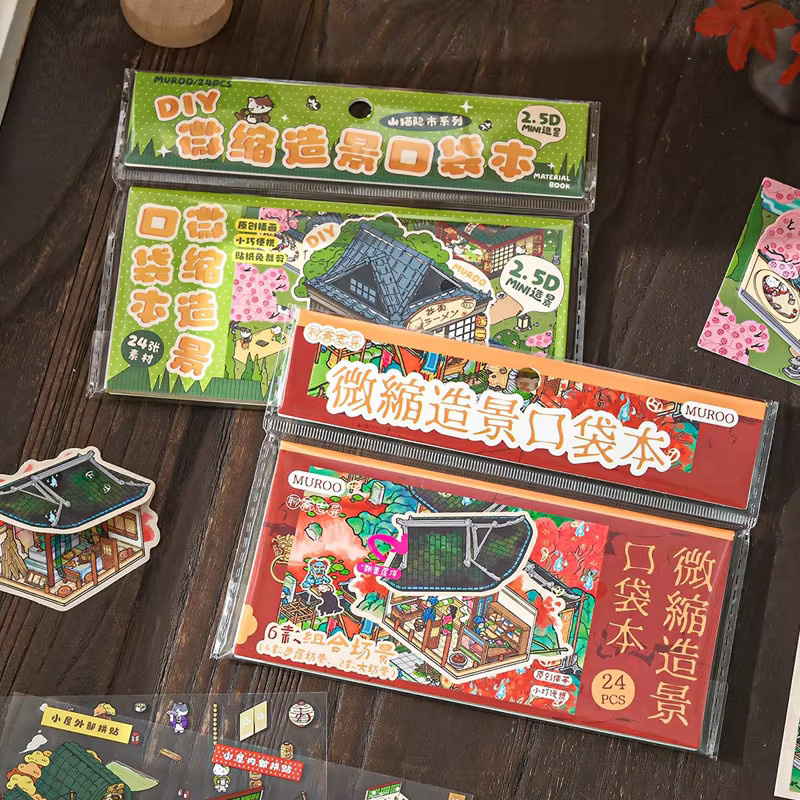 Mr. Paper Kawaii Landschaftsaufkleber mit Cartoon-Katze, 24 Blatt pro Packung, Mehrfarbig - Bild 3