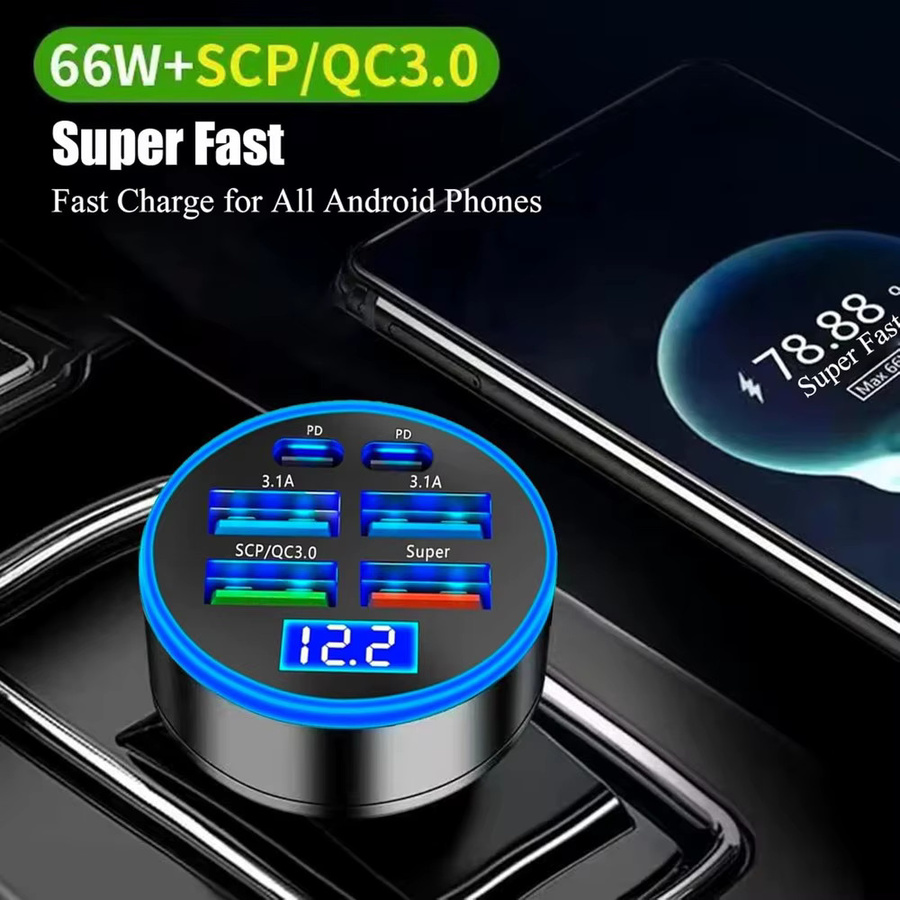 UYUXIO USB-C Autoladegerät mit Spannungsanzeige und Voltmeter in Schwarz - Bild 3