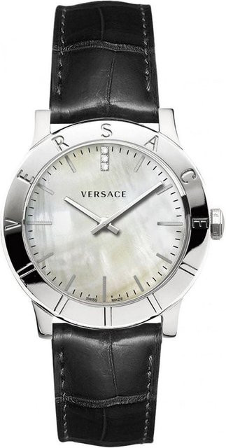 Versace Armbanduhr, Quarz, Edelstahl, Leder, Silber, Weiß, 33 mm, Damen - Bild 1