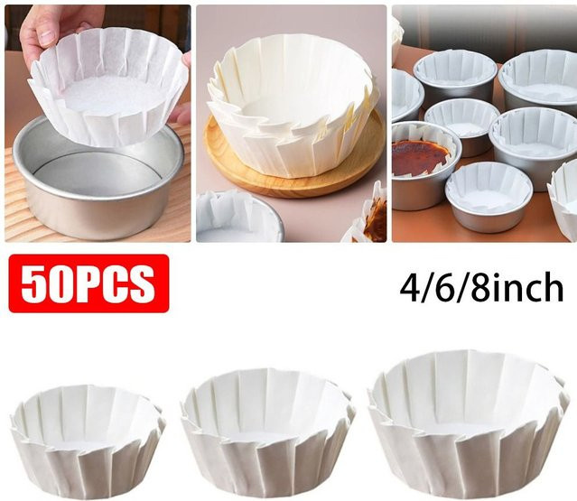 50 Stück Ölbeständige Backpapiere für Kuchen und Cupcakes, Einweg Backpapier in Weiß - Bild 1